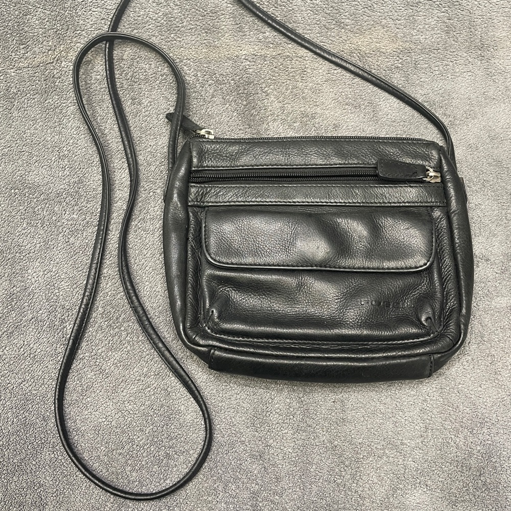 Fossil Womens Vintage Black Small Leather Crossbody Purse Handbag